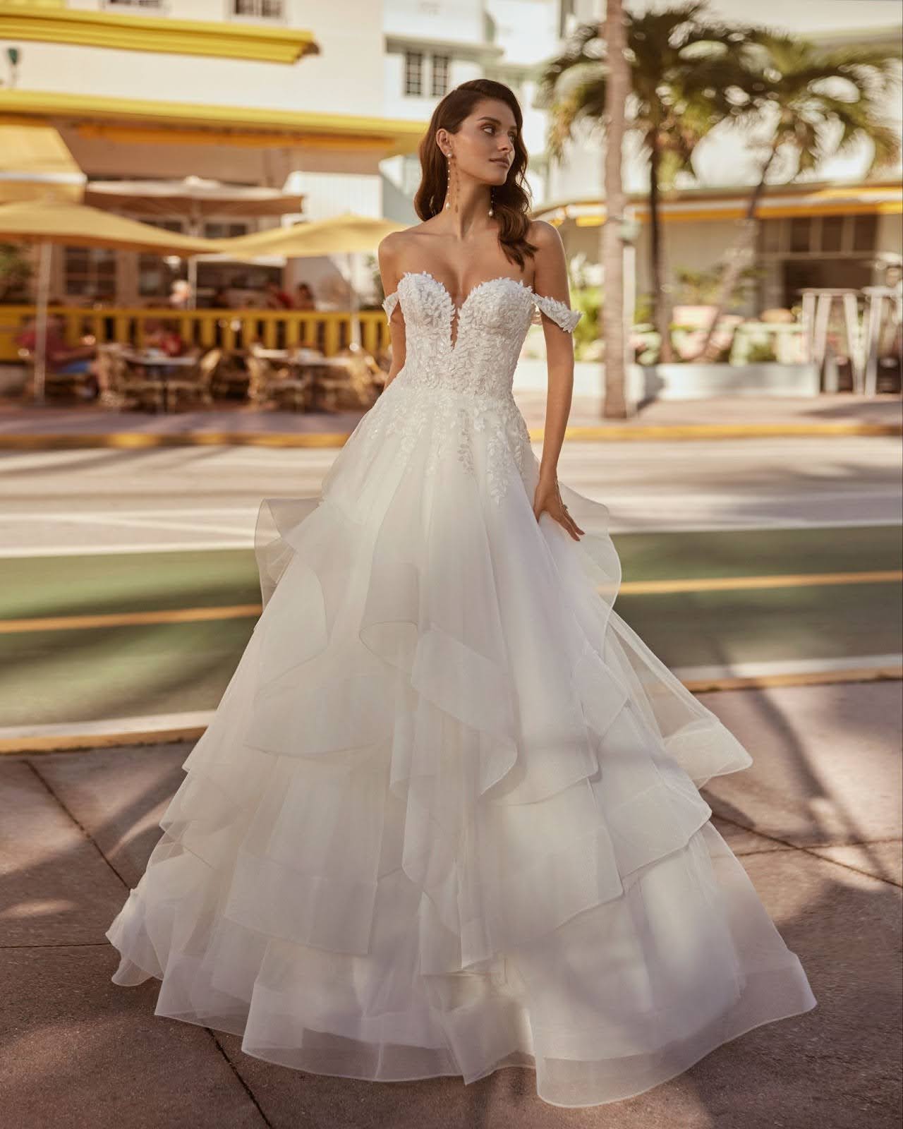 Off-Shoulder and High-Neck Ball Gowns